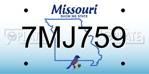 7MJ759 Missouri License Plate