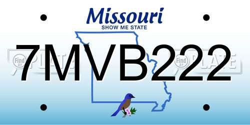 7MVB222 Missouri License Plate