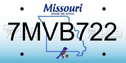 7MVB722 Missouri License Plate