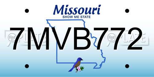 7MVB772 Missouri License Plate