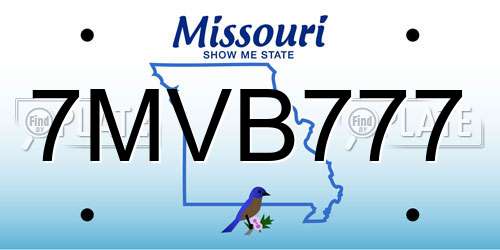 7MVB777 Missouri License Plate