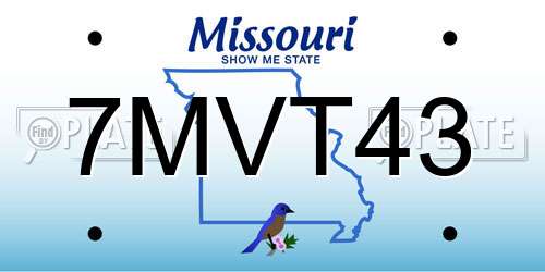 7MVT43 Missouri License Plate