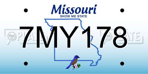 7MY178 Missouri License Plate