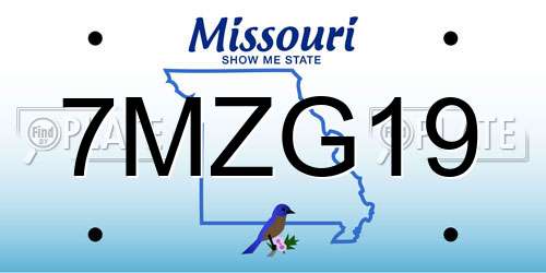 7MZG19 Missouri License Plate