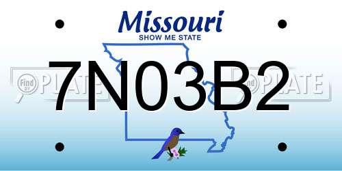 7N03B2 Missouri License Plate
