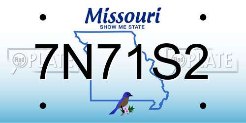 7N71S2 Missouri License Plate