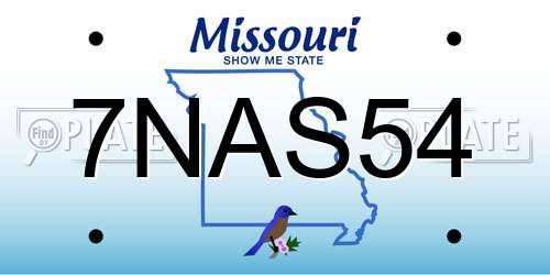 7NAS54 Missouri License Plate