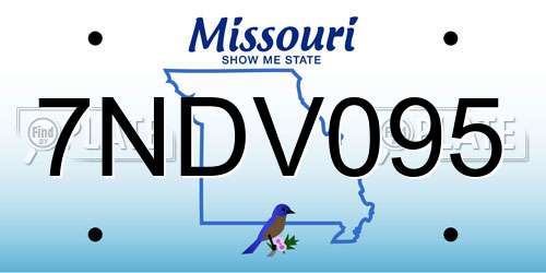 7NDV095 Missouri License Plate