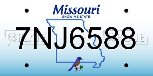7NJ6588 Missouri License Plate