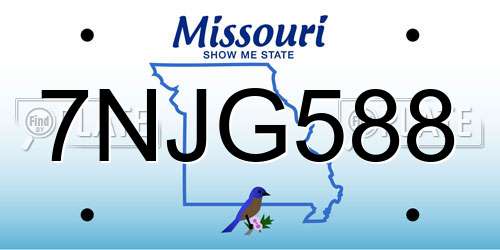 7NJG588 Missouri License Plate