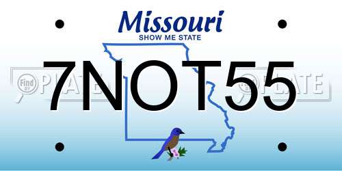 7NOT55 Missouri License Plate