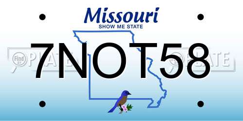 7NOT58 Missouri License Plate