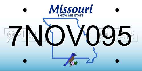 7NOV095 Missouri License Plate