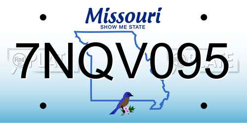 7NQV095 Missouri License Plate