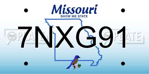 7NXG91 Missouri License Plate