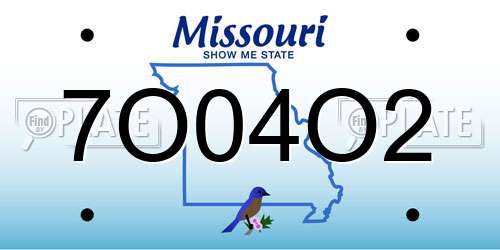 7O04O2 Missouri License Plate