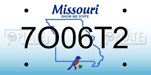 7O06T2 Missouri License Plate