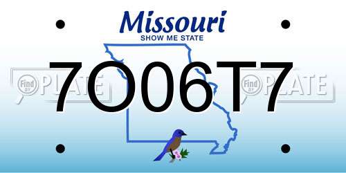 7O06T7 Missouri License Plate