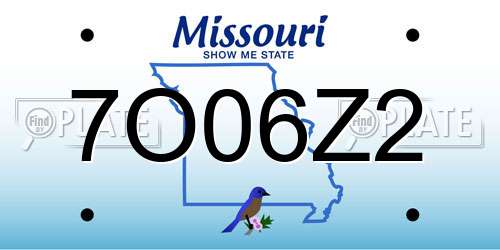7O06Z2 Missouri License Plate