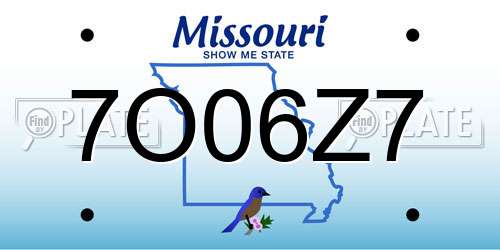 7O06Z7 Missouri License Plate