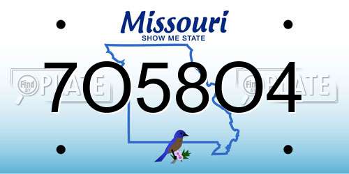 7O58O4 Missouri License Plate