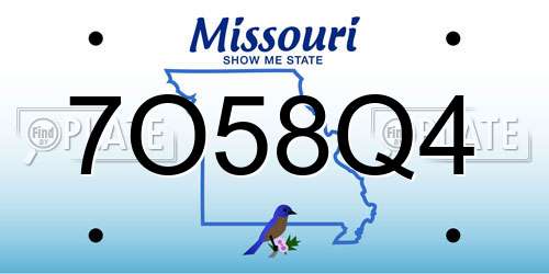 7O58Q4 Missouri License Plate