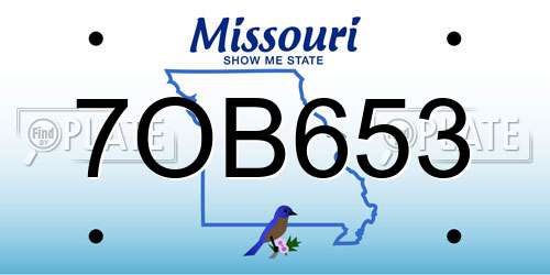 7OB653 Missouri License Plate