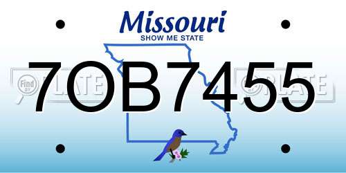 7OB7455 Missouri License Plate