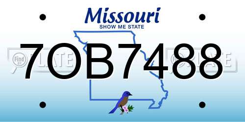 7OB7488 Missouri License Plate