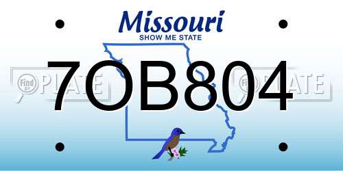 7OB804 Missouri License Plate