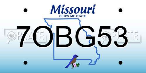 7OBG53 Missouri License Plate