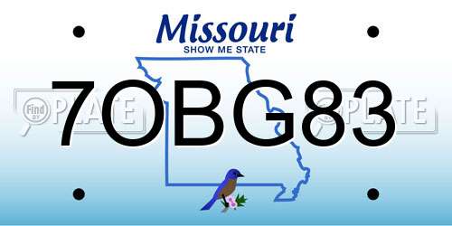 7OBG83 Missouri License Plate