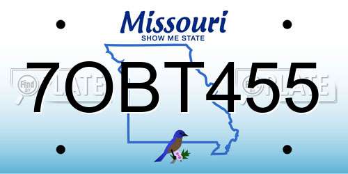 7OBT455 Missouri License Plate
