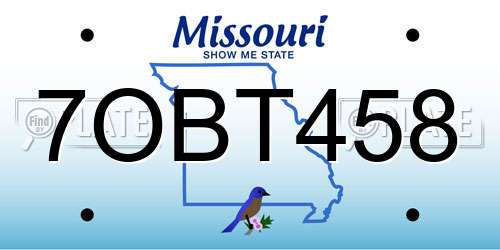 7OBT458 Missouri License Plate