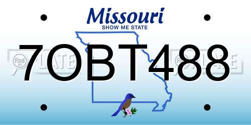 7OBT488 Missouri License Plate