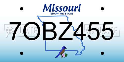 7OBZ455 Missouri License Plate