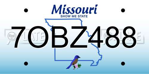 7OBZ488 Missouri License Plate