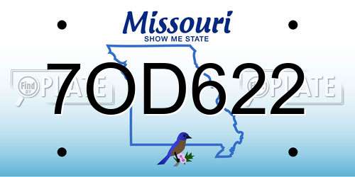 7OD622 Missouri License Plate