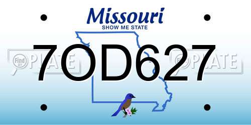 7OD627 Missouri License Plate