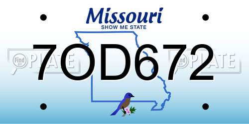 7OD672 Missouri License Plate