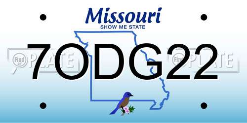 7ODG22 Missouri License Plate