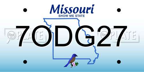 7ODG27 Missouri License Plate