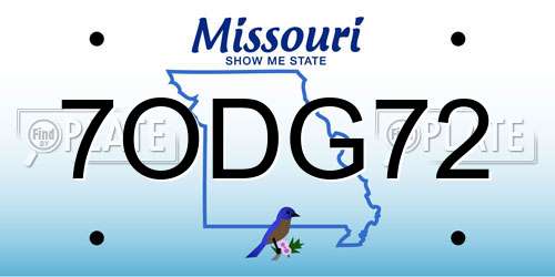 7ODG72 Missouri License Plate