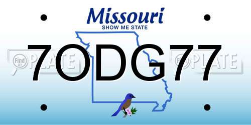 7ODG77 Missouri License Plate