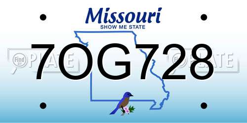 7OG728 Missouri License Plate