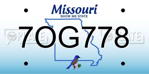 7OG778 Missouri License Plate