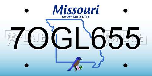 7OGL655 Missouri License Plate