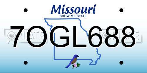 7OGL688 Missouri License Plate