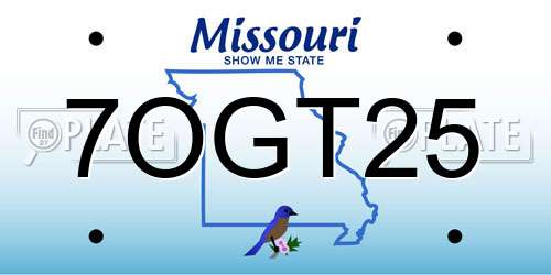 7OGT25 Missouri License Plate