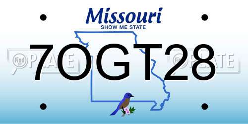 7OGT28 Missouri License Plate